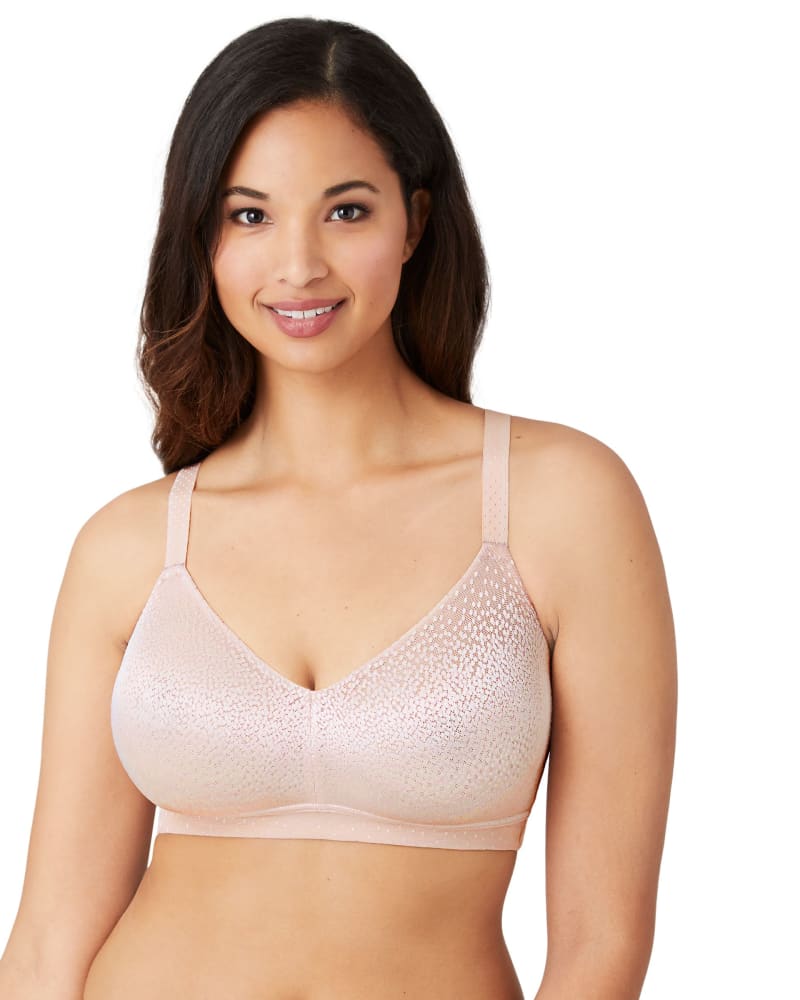 Front of a model wearing a size 42DDD Back Appeal® WireFree Bra in Rose Dust by Wacoal. | dia_product_style_image_id:304010